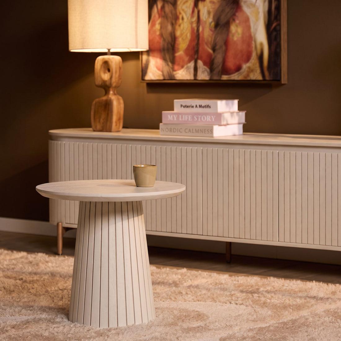 Tavolino da salotto Solana in legno di mango color sabbia 50 cm Starfurn