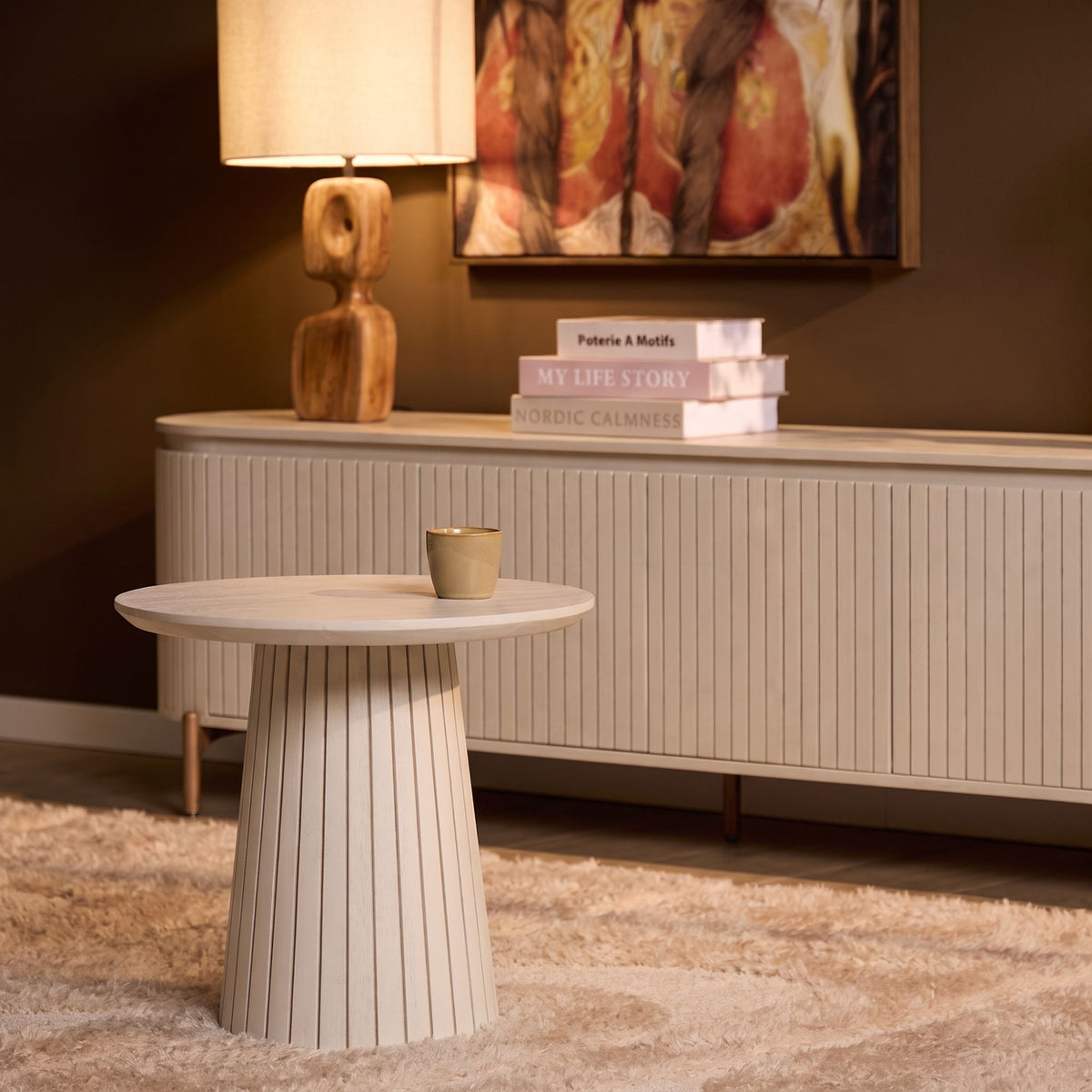 Tavolino da salotto Solana in legno di mango color sabbia 50 cm Starfurn