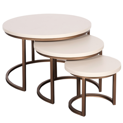 Set di 3 tavolini da salotto Madison in legno di mango color sabbia Starfurn