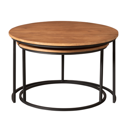 Set di 2 tavolini da salotto Madison in legno di mango naturale Starfurn