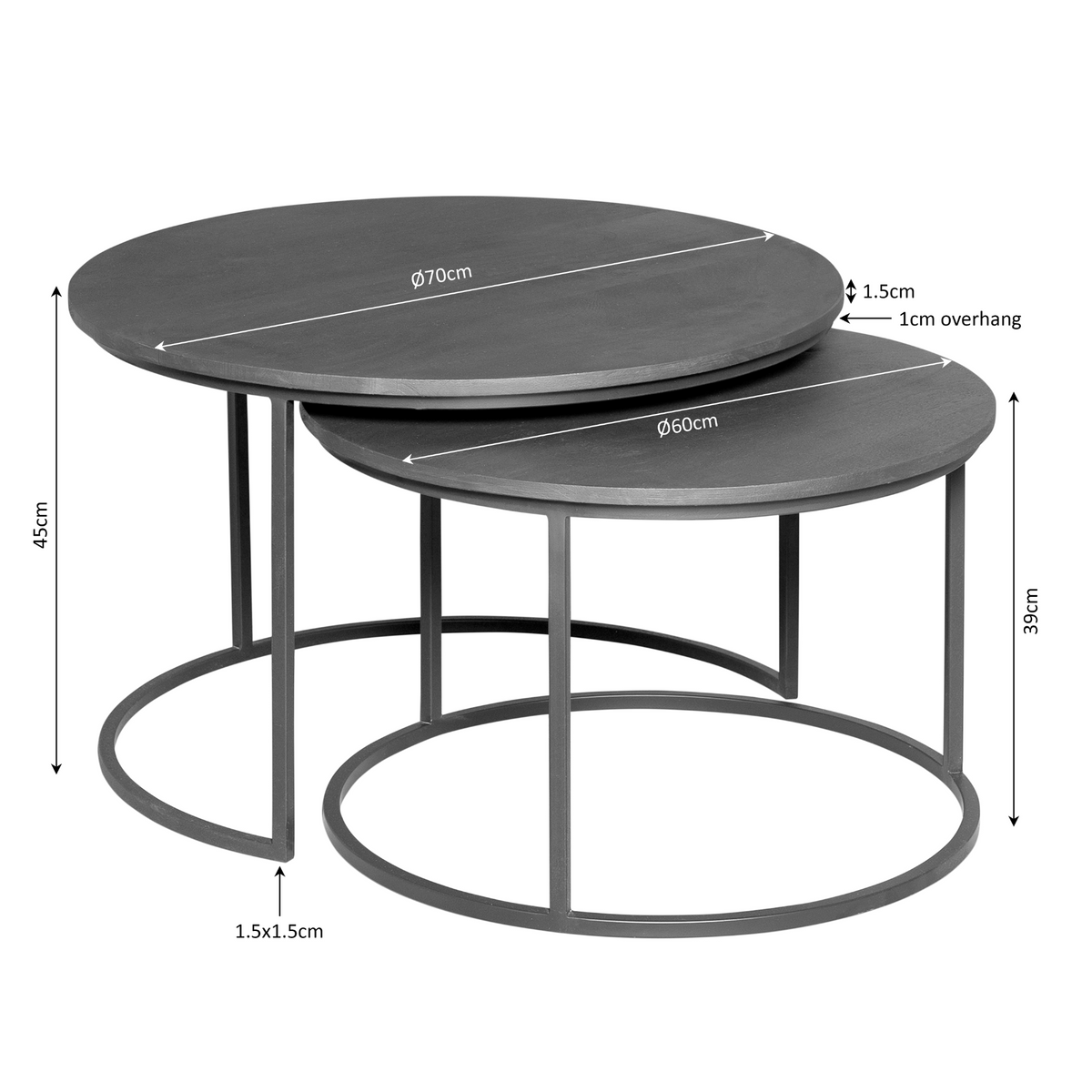 Set di 2 tavolini da salotto Madison in legno di mango naturale Starfurn