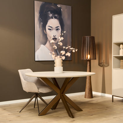 Tavolo da pranzo Madison in legno di mango color sabbia, rotondo, 130 cm, Starfurn