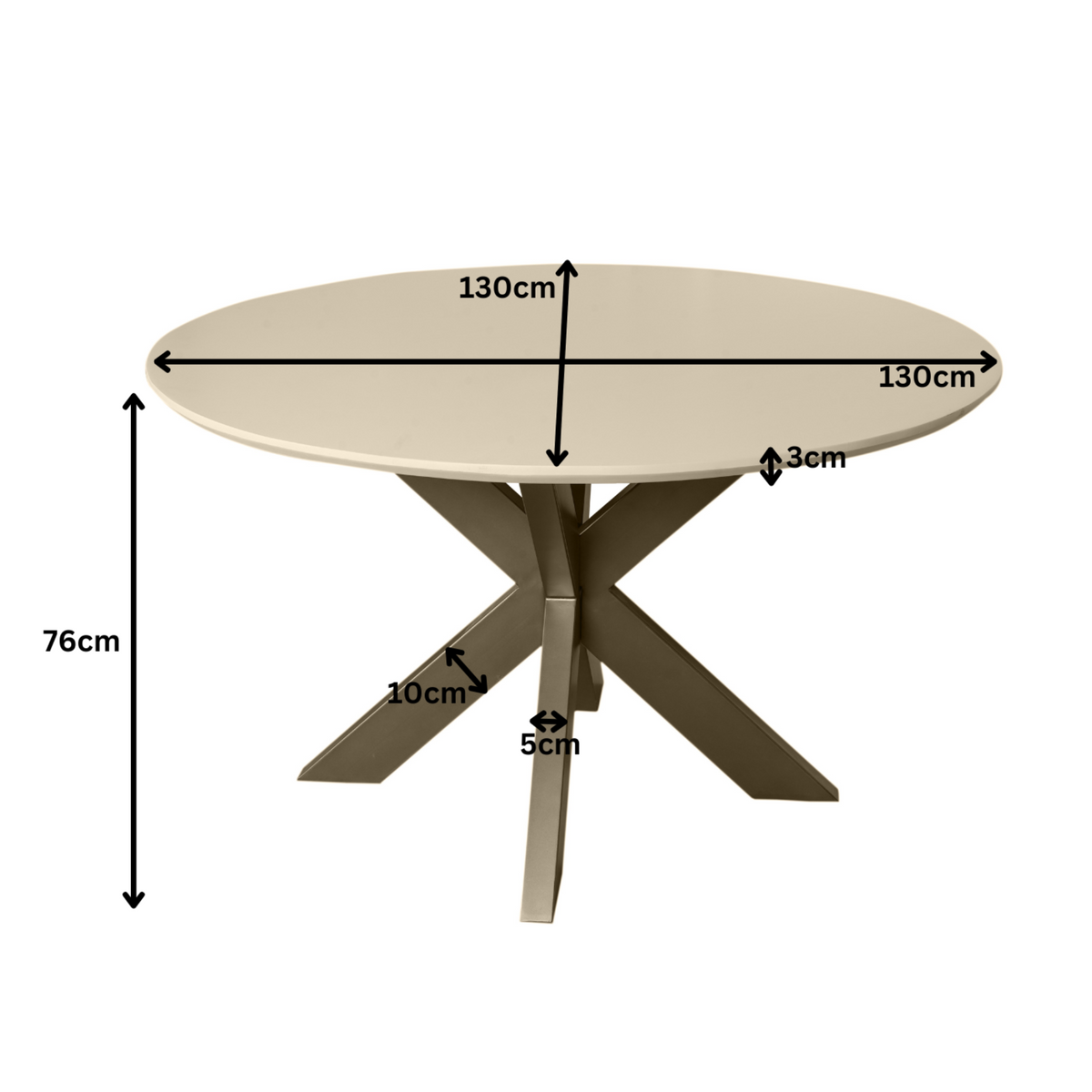 Tavolo da pranzo Madison in legno di mango color sabbia, rotondo, 130 cm, Starfurn