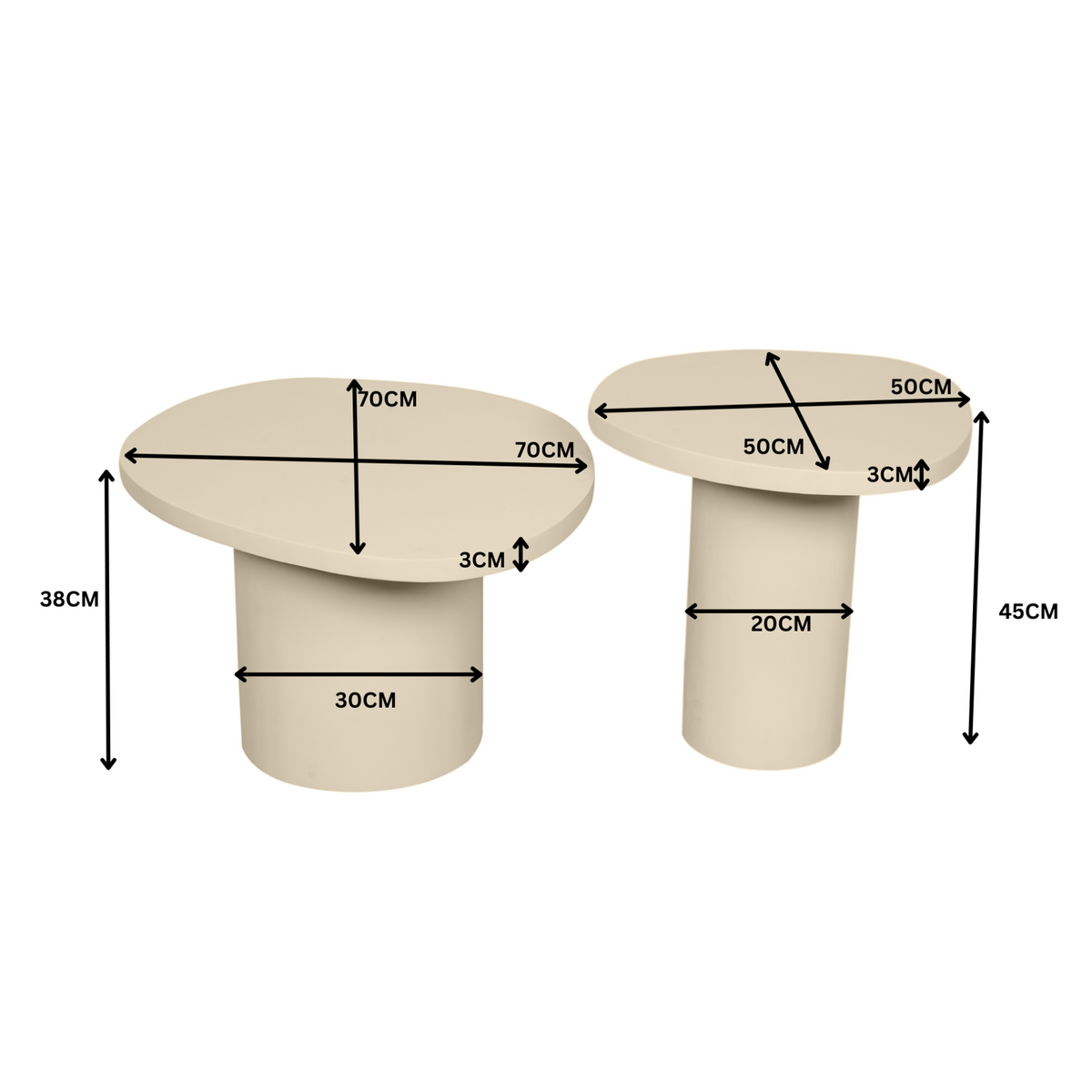 Set di 2 tavolini da salotto Mirre in legno di mango color sabbia Starfurn