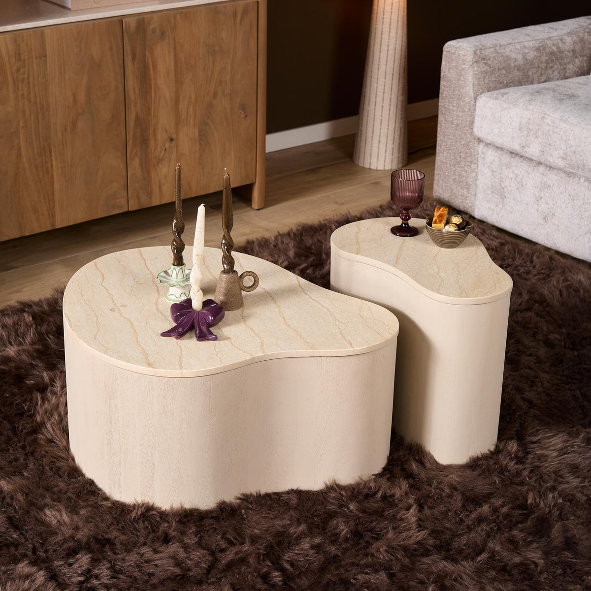 Tavolino da salotto Lovi in legno di mango color sabbia 50 cm Starfurn