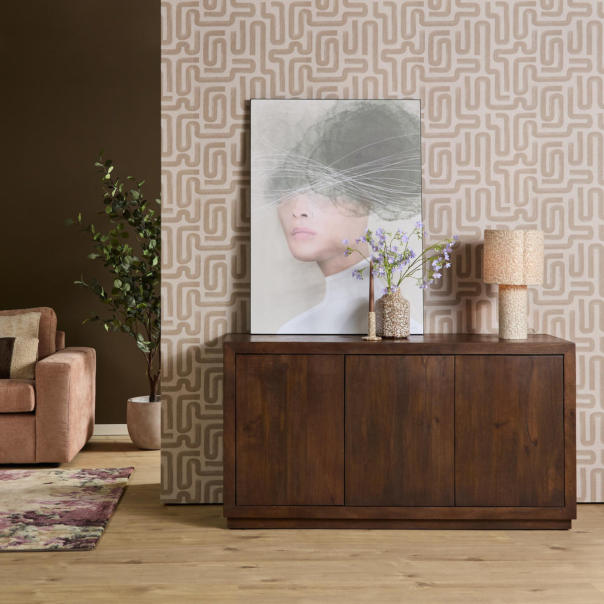 Credenza Bruxelles in legno di mango marrone, 3 ante, 150 cm Starfurn