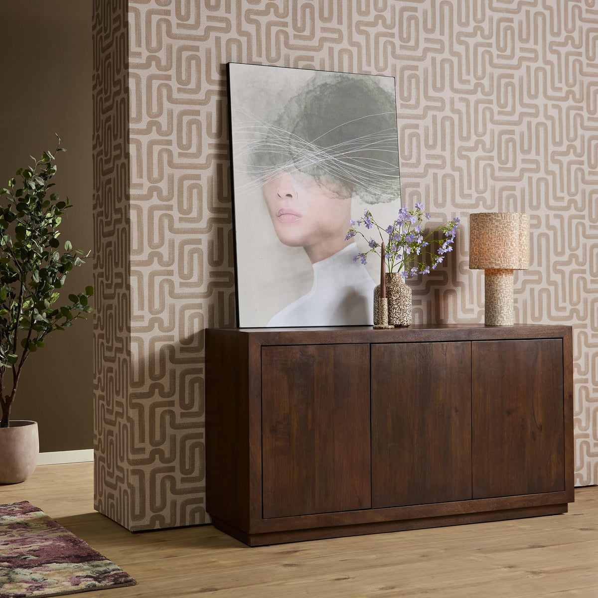 Credenza Bruxelles in legno di mango marrone, 3 ante, 150 cm Starfurn