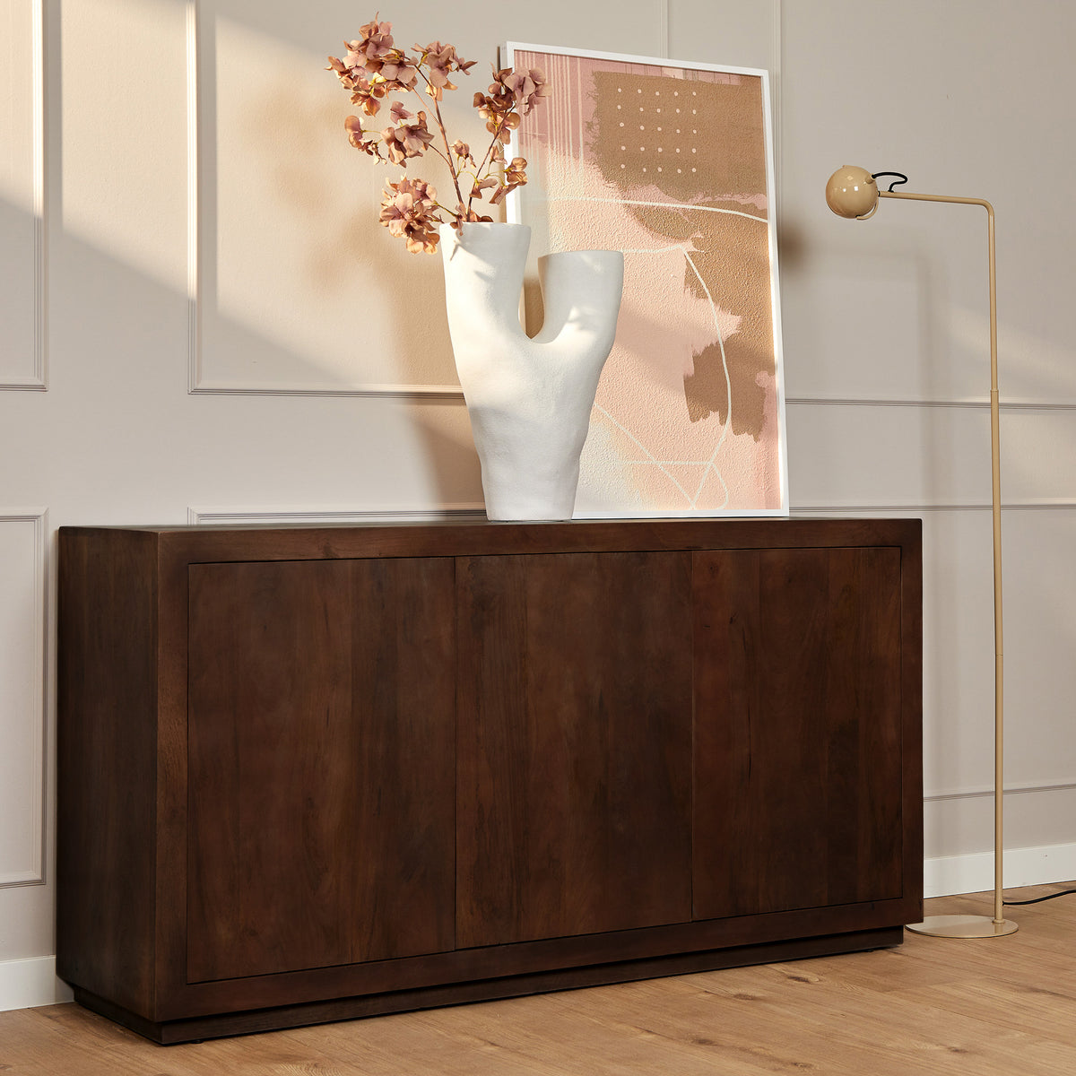 Credenza Bruxelles in legno di mango marrone, 3 ante, 150 cm Starfurn
