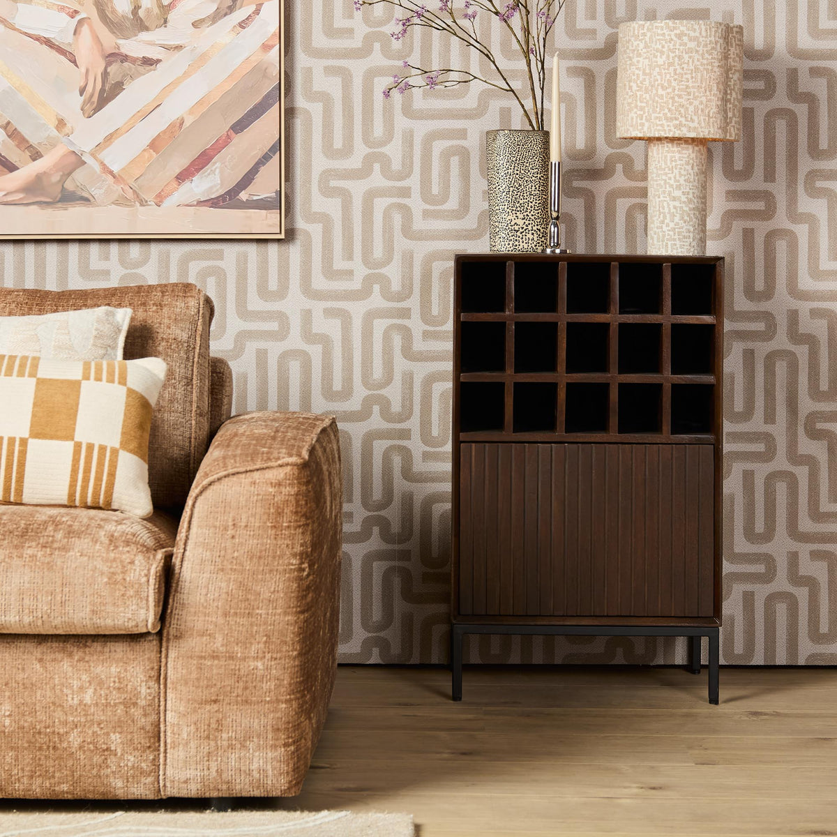 Cantinetta portavini Madison in legno di mango marrone 55 cm Starfurn