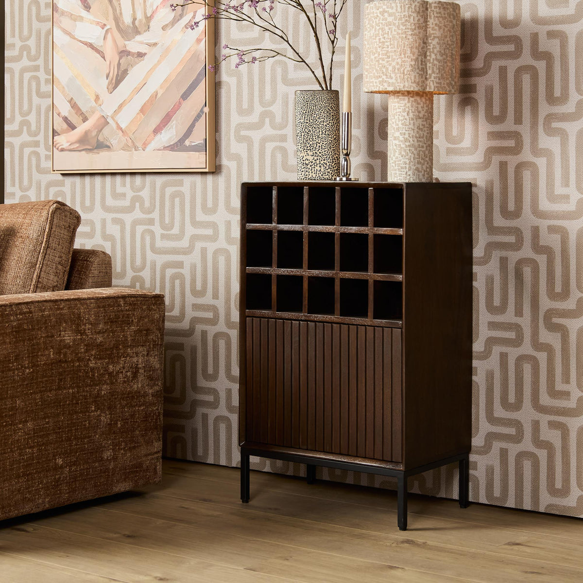 Cantinetta portavini Madison in legno di mango marrone 55 cm Starfurn