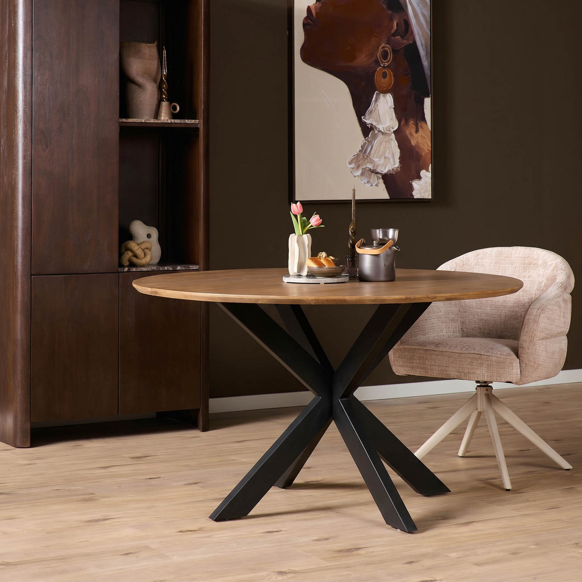 Tavolo da pranzo Madison in legno di mango naturale rotondo 130 cm Starfurn