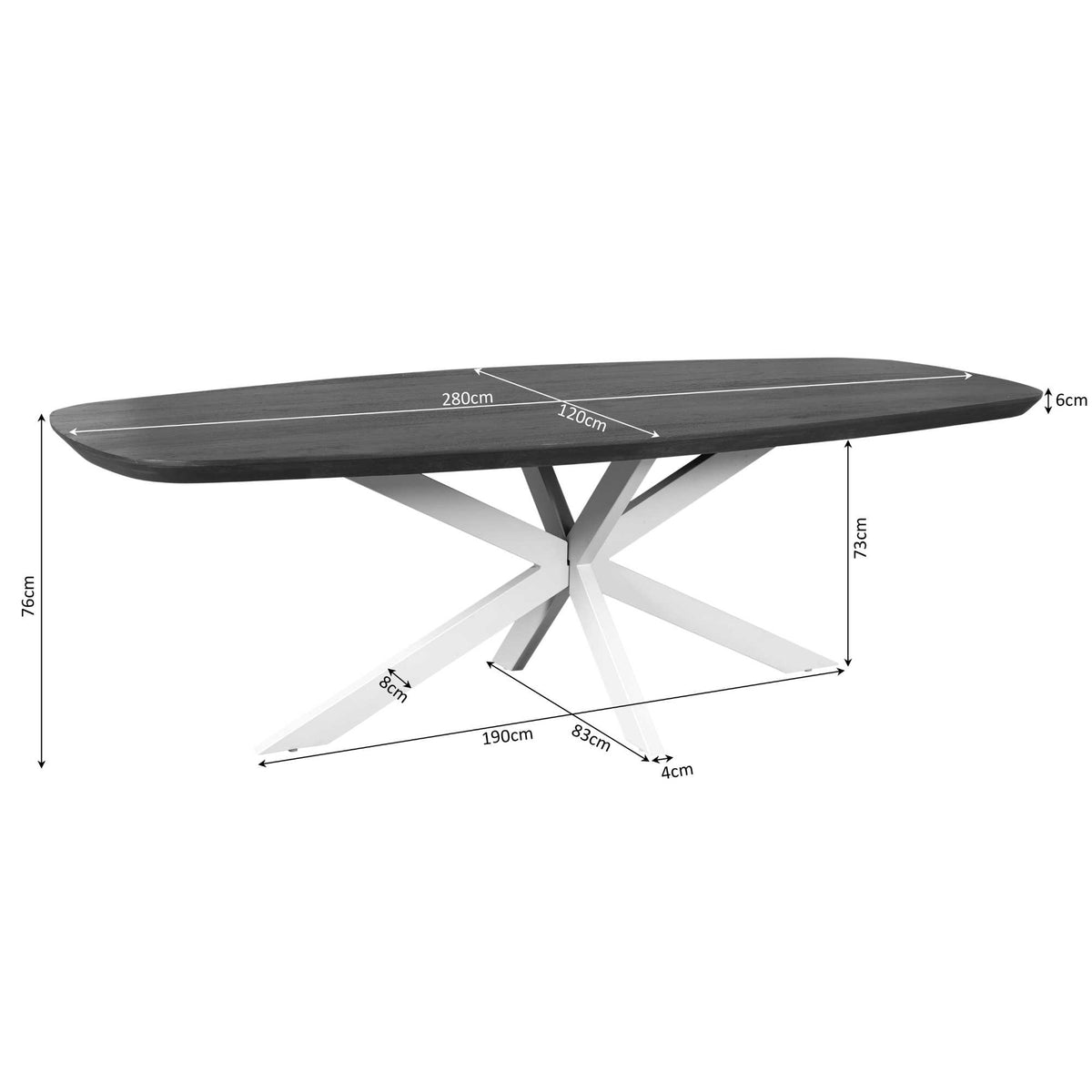 Tavolo da pranzo Madison in legno di mango naturale, ovale danese, 280 cm, Starfurn