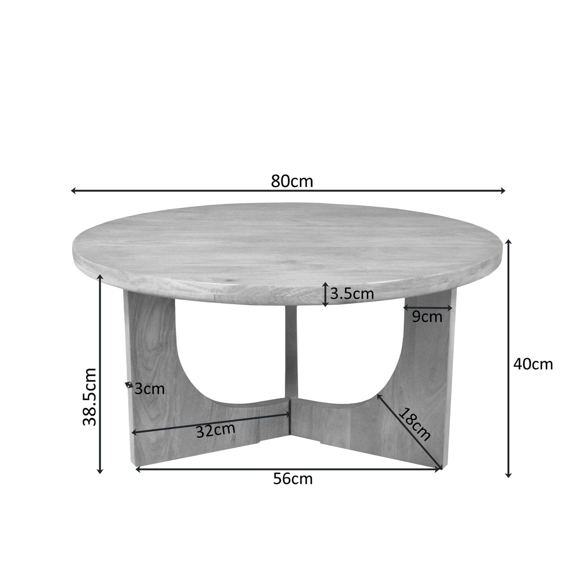 Tavolino da salotto Guus in legno di mango naturale, 80 cm, Starfurn