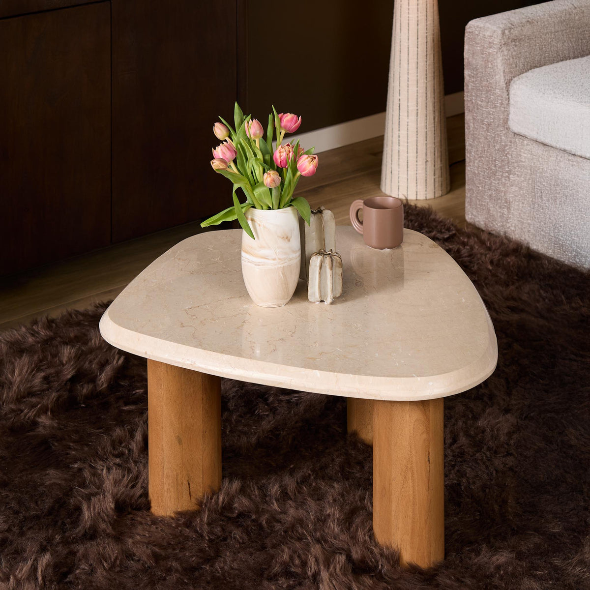 Tavolino da salotto Nuvé Botticino Marmo Naturale 84cm Starfurn