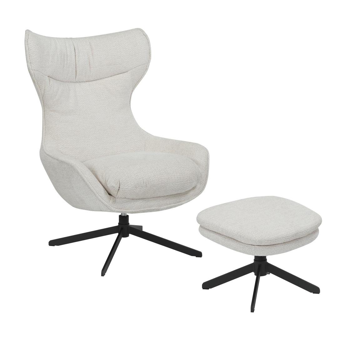 Poltrona Olivia girevole in tessuto bianco sporco Starfurn