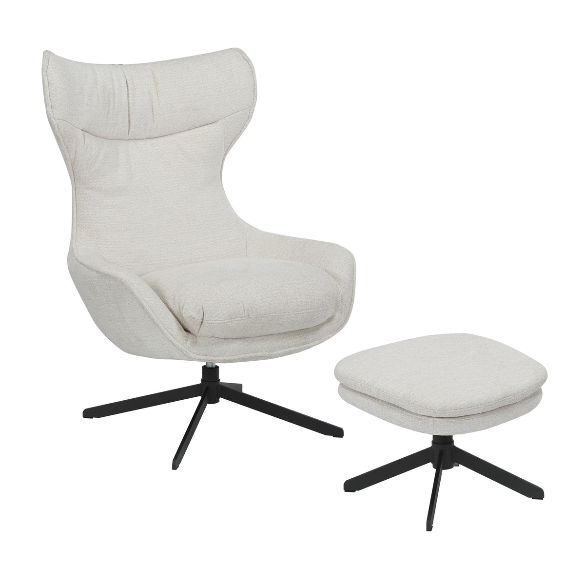Poltrona Olivia girevole in tessuto bianco sporco Starfurn