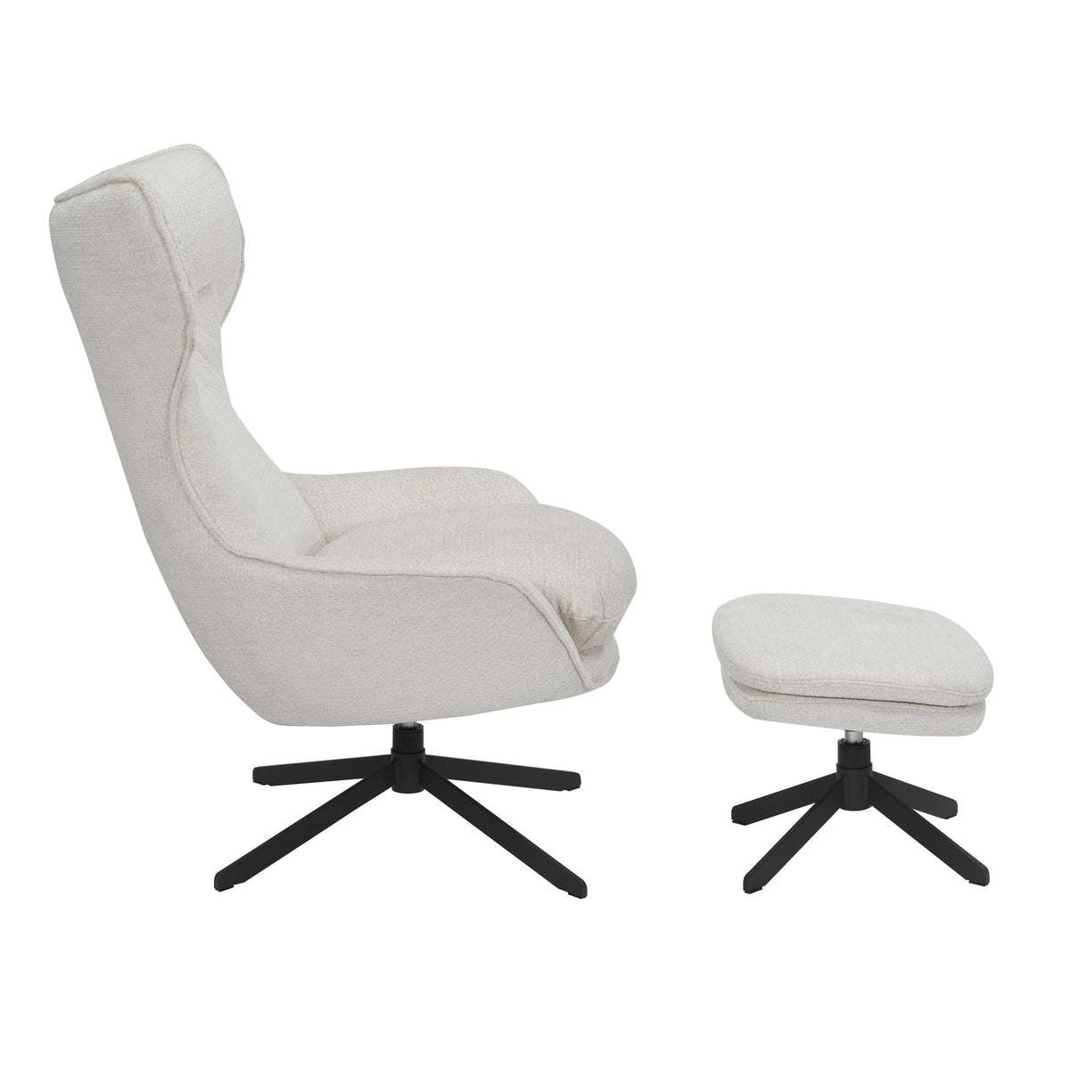 Poltrona Olivia girevole in tessuto bianco sporco Starfurn