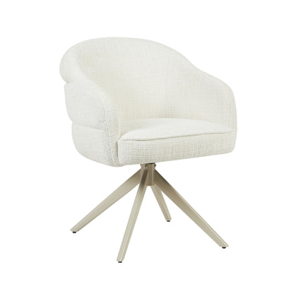 Sedia da pranzo Bella in tessuto bianco sporco con braccioli Starfurn