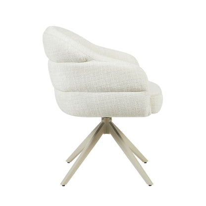 Sedia da pranzo Bella in tessuto bianco sporco con braccioli Starfurn