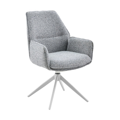 Sedia da pranzo Hera in tessuto grigio con bracciolo Starfurn