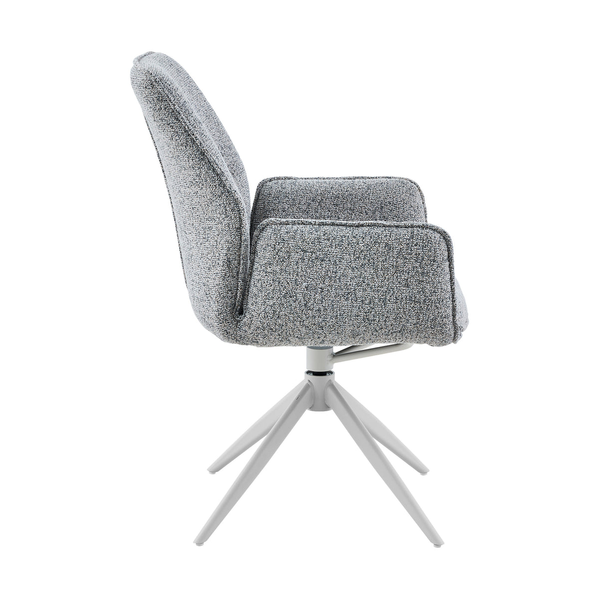 Sedia da pranzo Hera in tessuto grigio con bracciolo Starfurn