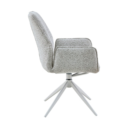 Sedia da pranzo Hera in tessuto grigio chiaro con braccioli Starfurn