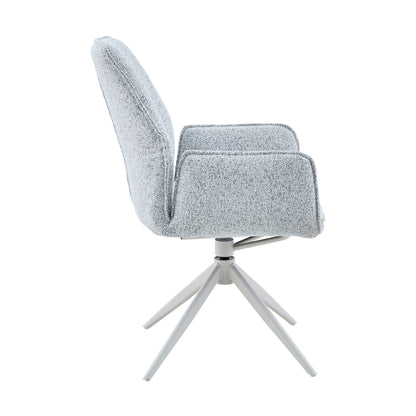 Sedia da pranzo Hera in tessuto grigio chiaro con braccioli Starfurn