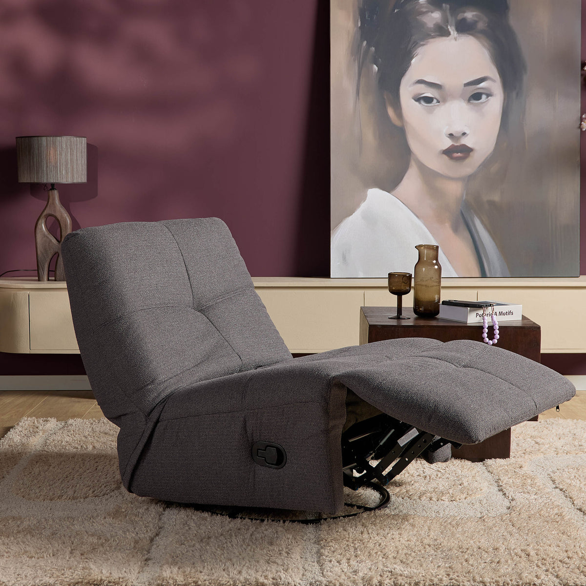 Poltrona relax Lazy in tessuto grigio scuro Starfurn