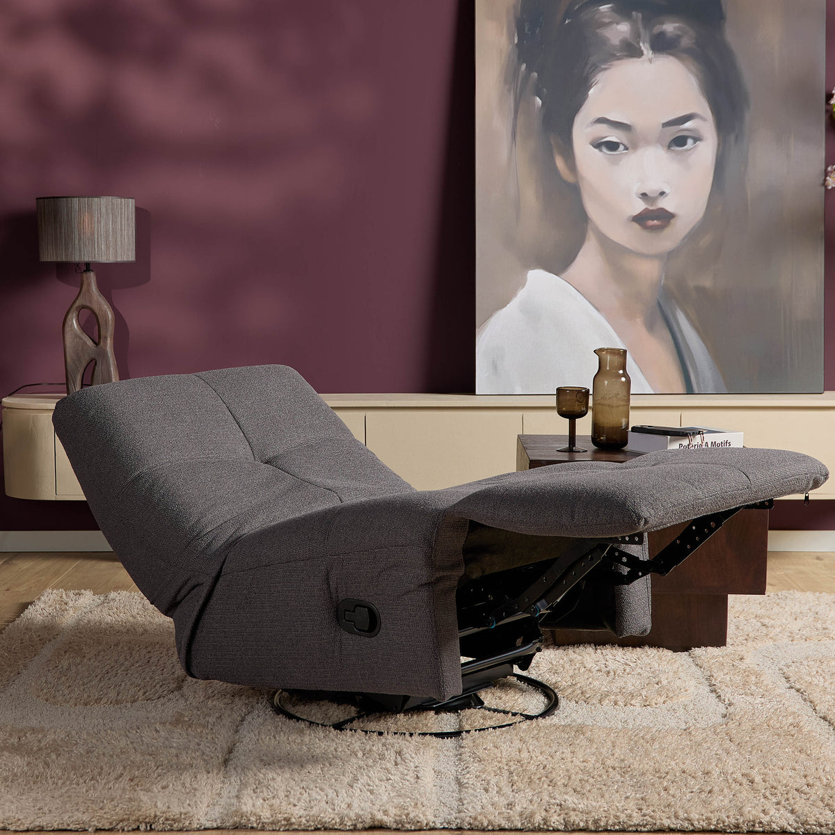 Poltrona relax Lazy in tessuto grigio scuro Starfurn