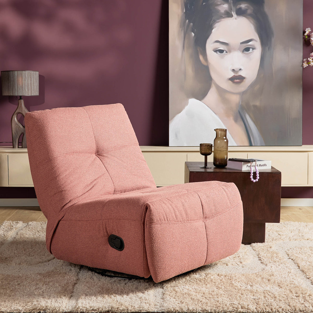 Poltrona relax Lazy in tessuto rosa Starfurn