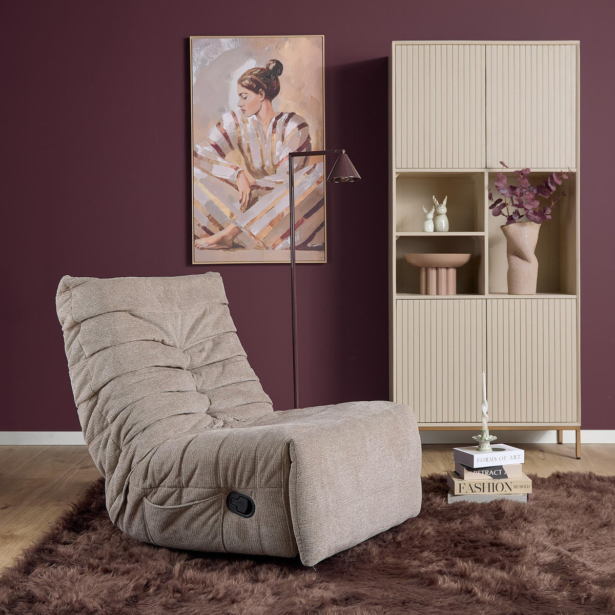 Poltrona relax Zen in tessuto taupe Starfurn