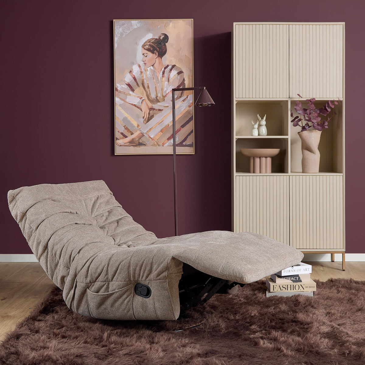 Poltrona relax Zen in tessuto taupe Starfurn