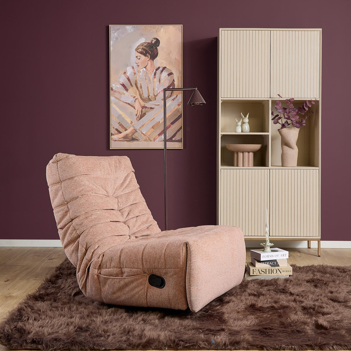 Poltrona relax Zen in tessuto rosa Starfurn