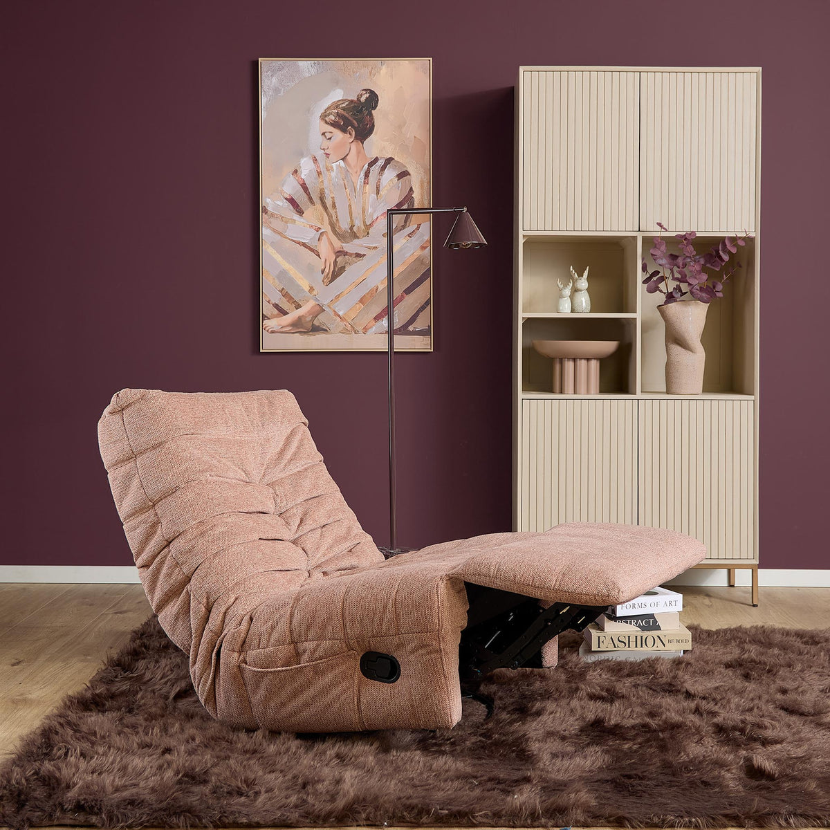 Poltrona relax Zen in tessuto rosa Starfurn