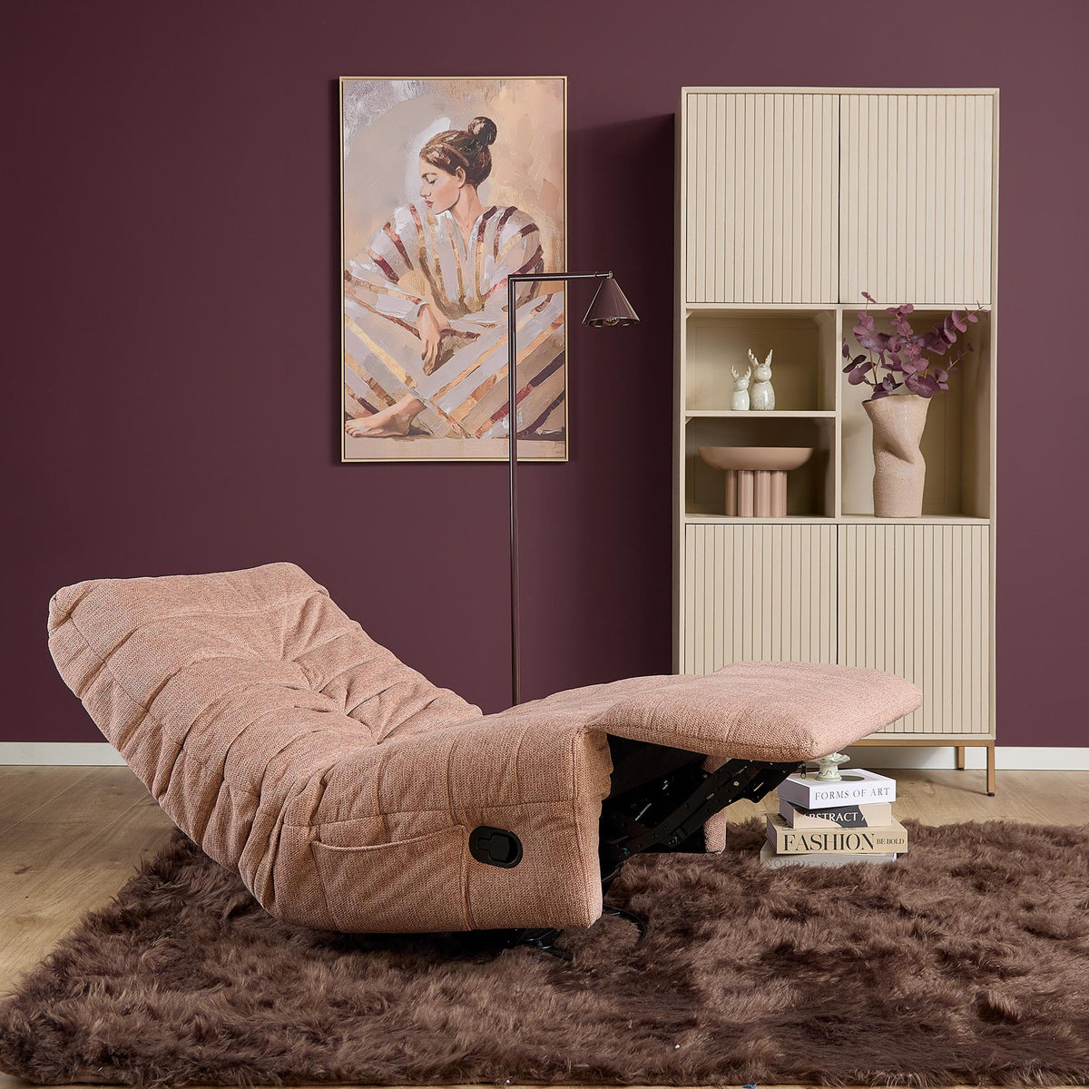 Poltrona relax Zen in tessuto rosa Starfurn