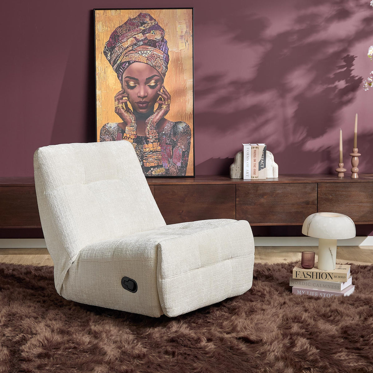 Poltrona relax Chill in tessuto bianco sporco Starfurn