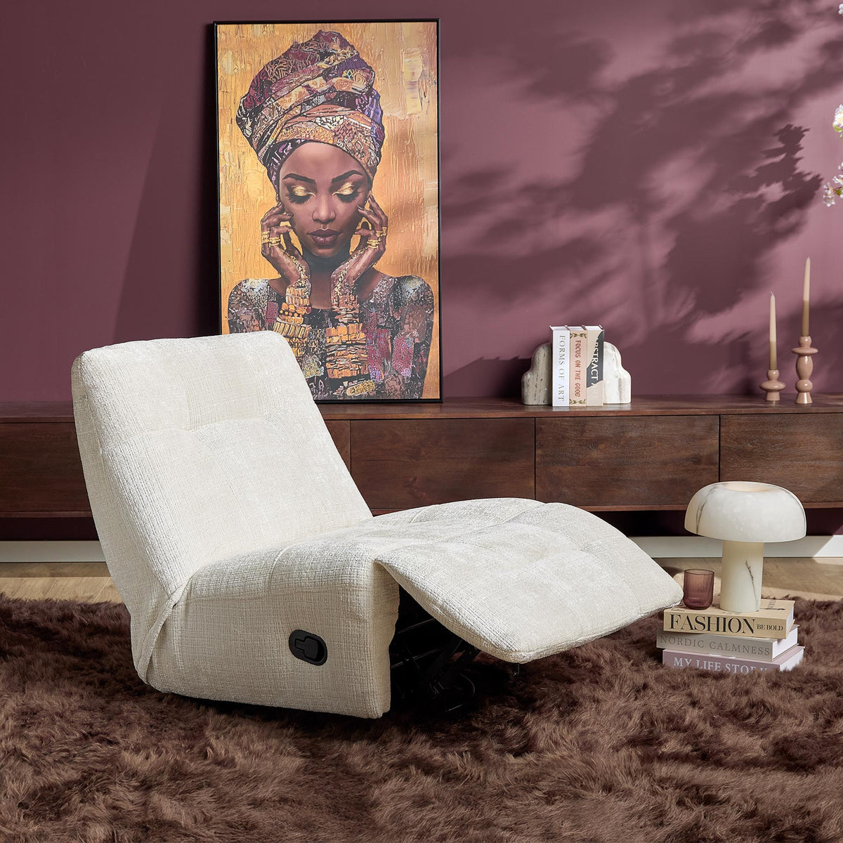 Poltrona relax Chill in tessuto bianco sporco Starfurn