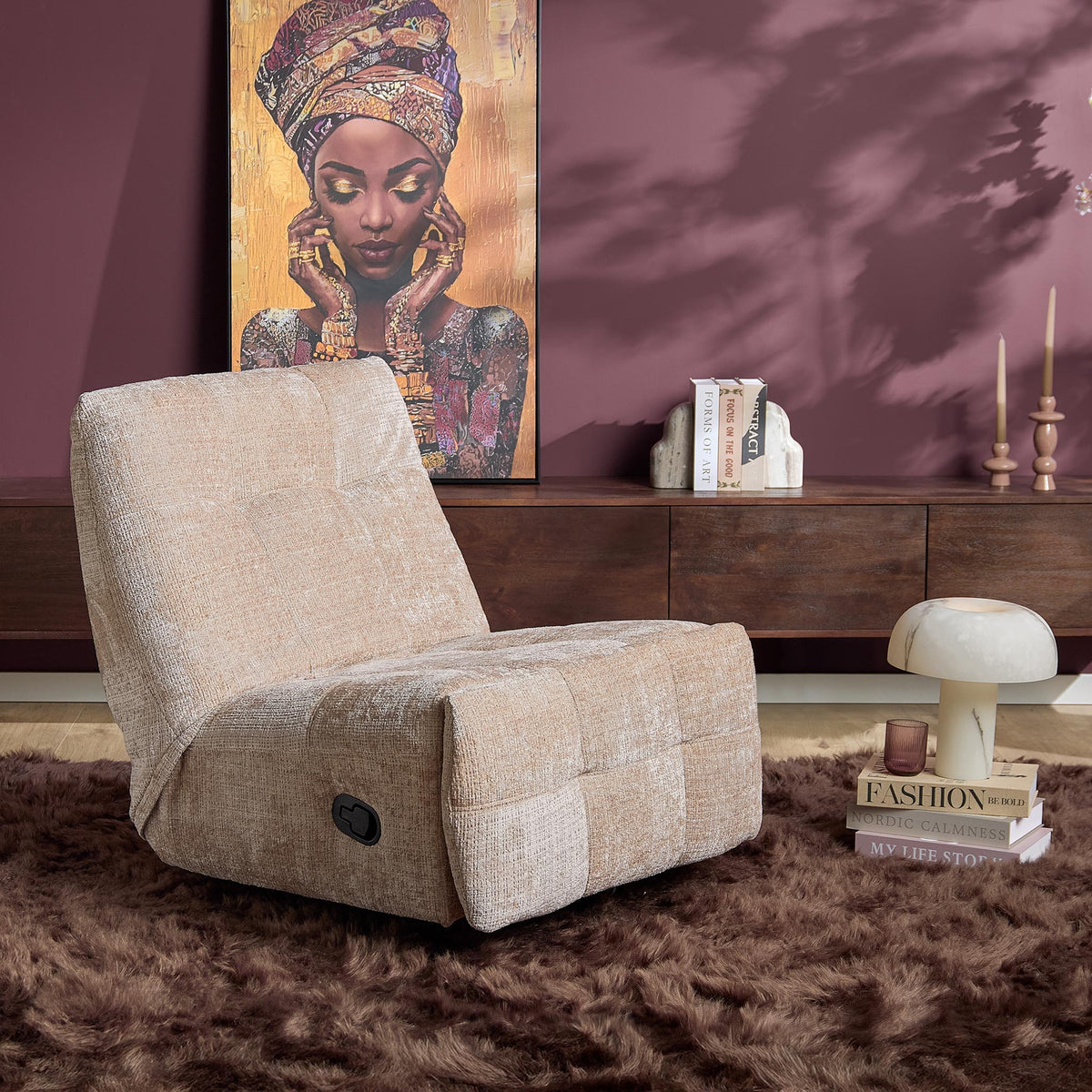 Poltrona relax Chill in tessuto beige Starfurn