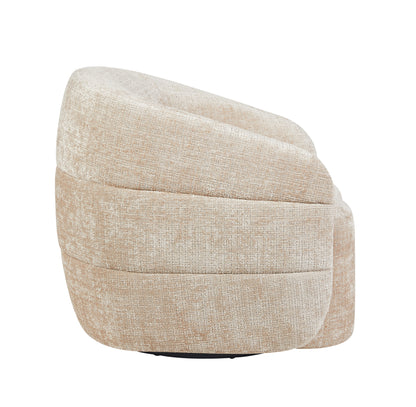 Poltrona Yara girevole in tessuto beige Starfurn