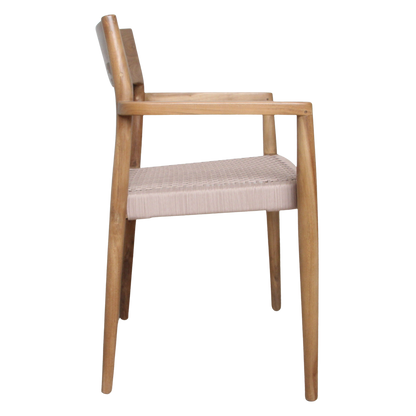 Freya Sedia da pranzo in teak con braccioli Naturale Set da 2 Raw Materials