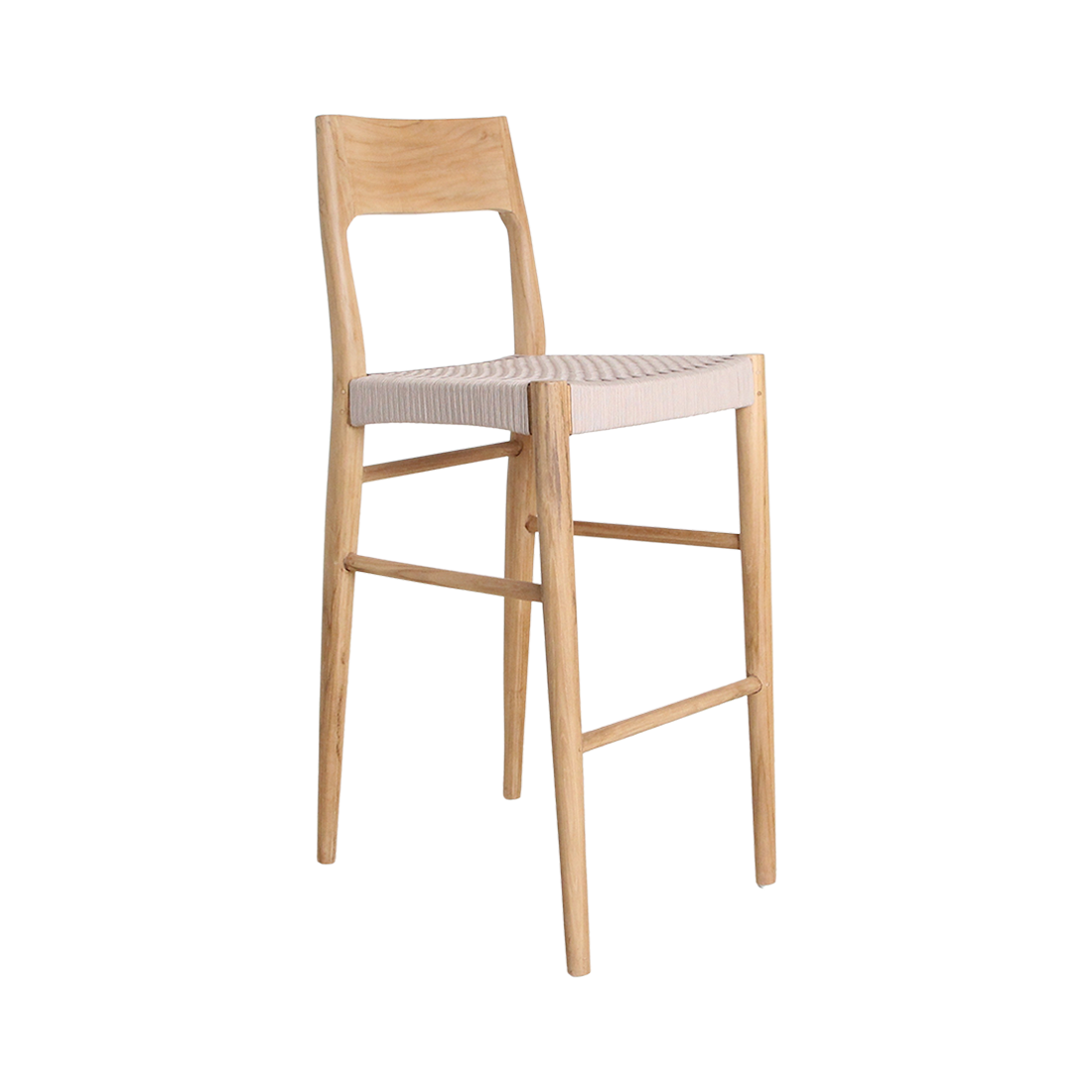 Sgabello da bar Freya in teak, per esterni, materiali grezzi