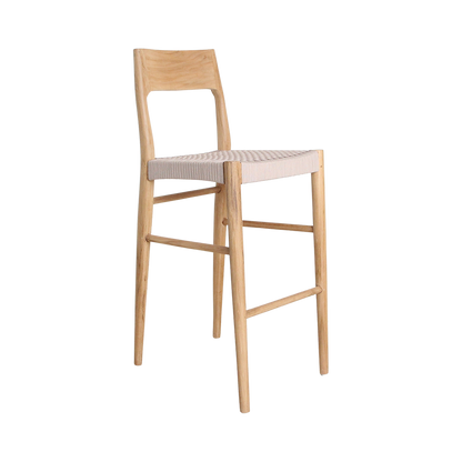 Sgabello da bar Freya in teak, per esterni, materiali grezzi