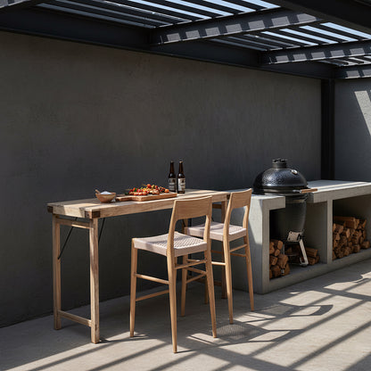 Sgabello da bar Freya in teak, per esterni, materiali grezzi