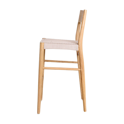 Sgabello da bar Freya in teak, per esterni, materiali grezzi