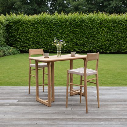 Sgabello da bar Freya in teak, per esterni, materiali grezzi