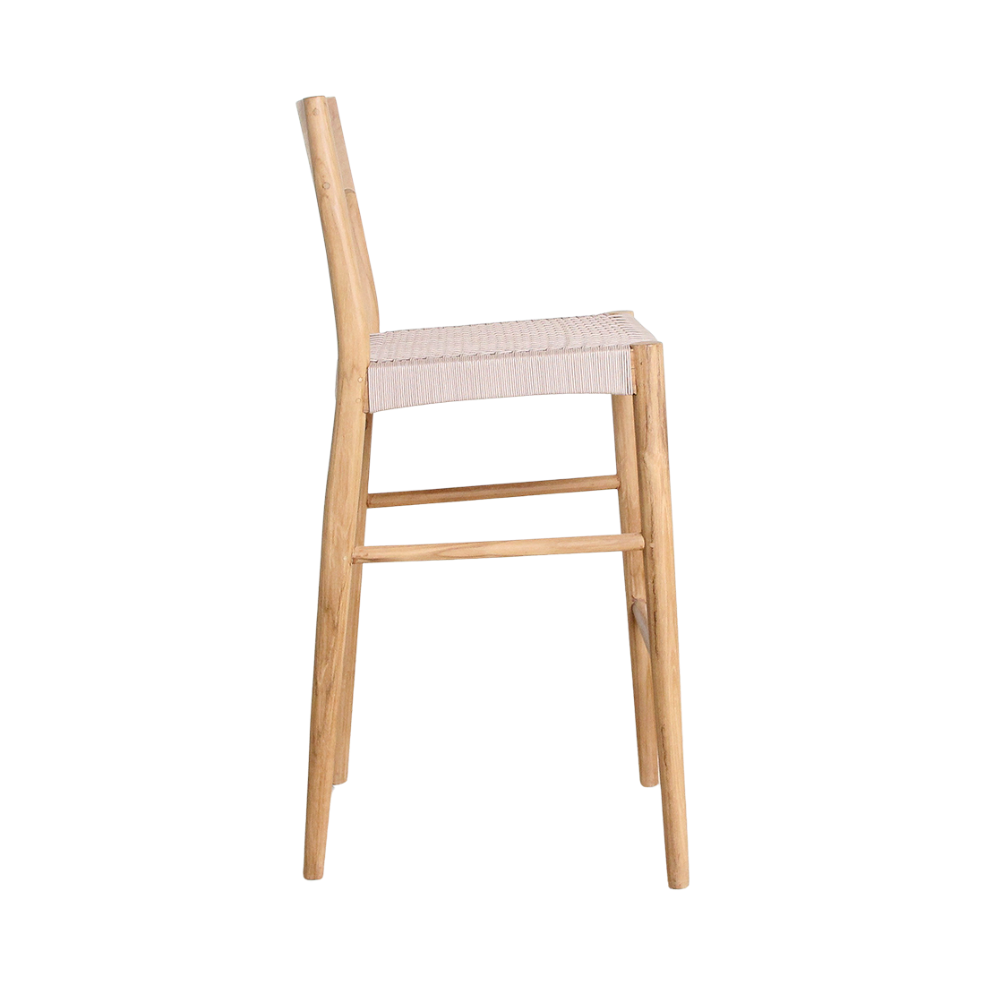 Sgabello da bar Freya in teak, per esterni, materiali grezzi