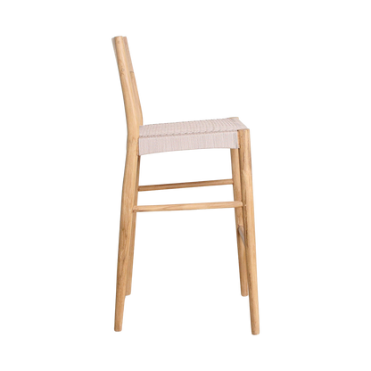 Sgabello da bar Freya in teak, per esterni, materiali grezzi