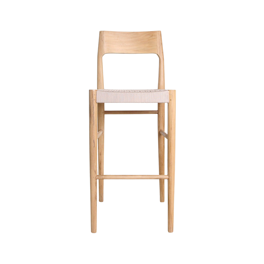 Sgabello da bar Freya in teak, per esterni, materiali grezzi
