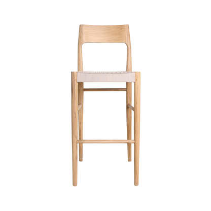 Sgabello da bar Freya in teak, per esterni, materiali grezzi