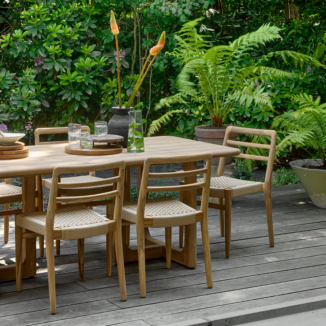 Set di 2 sedie da esterno Verano con braccioli, color naturale, Raw Materials